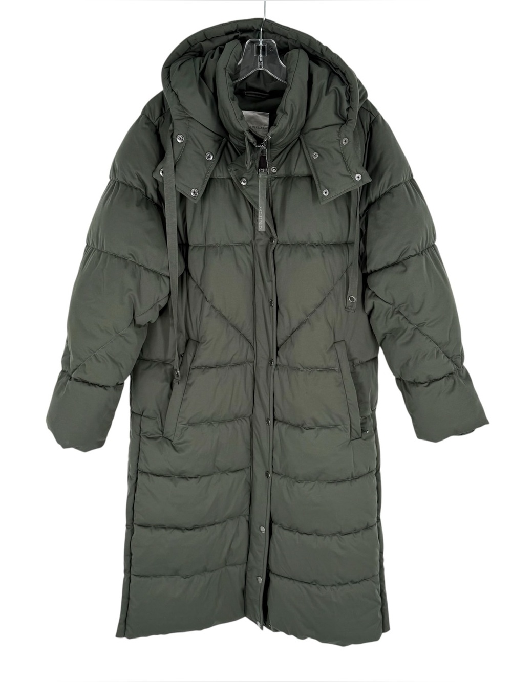 Avec Les Filles Long Parka Womens Size XL Olive Green Puffer Hooded Warm Coat